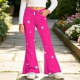 Puntoco Girls Star Print Flare Pants Button Zip Bootcut Trousers with ...