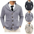 thumbnail image 6 of Men's Shawl Collar Cable Knit Cardigan Sweater Button Front Long Sleeve Jacket, 6 of 6
