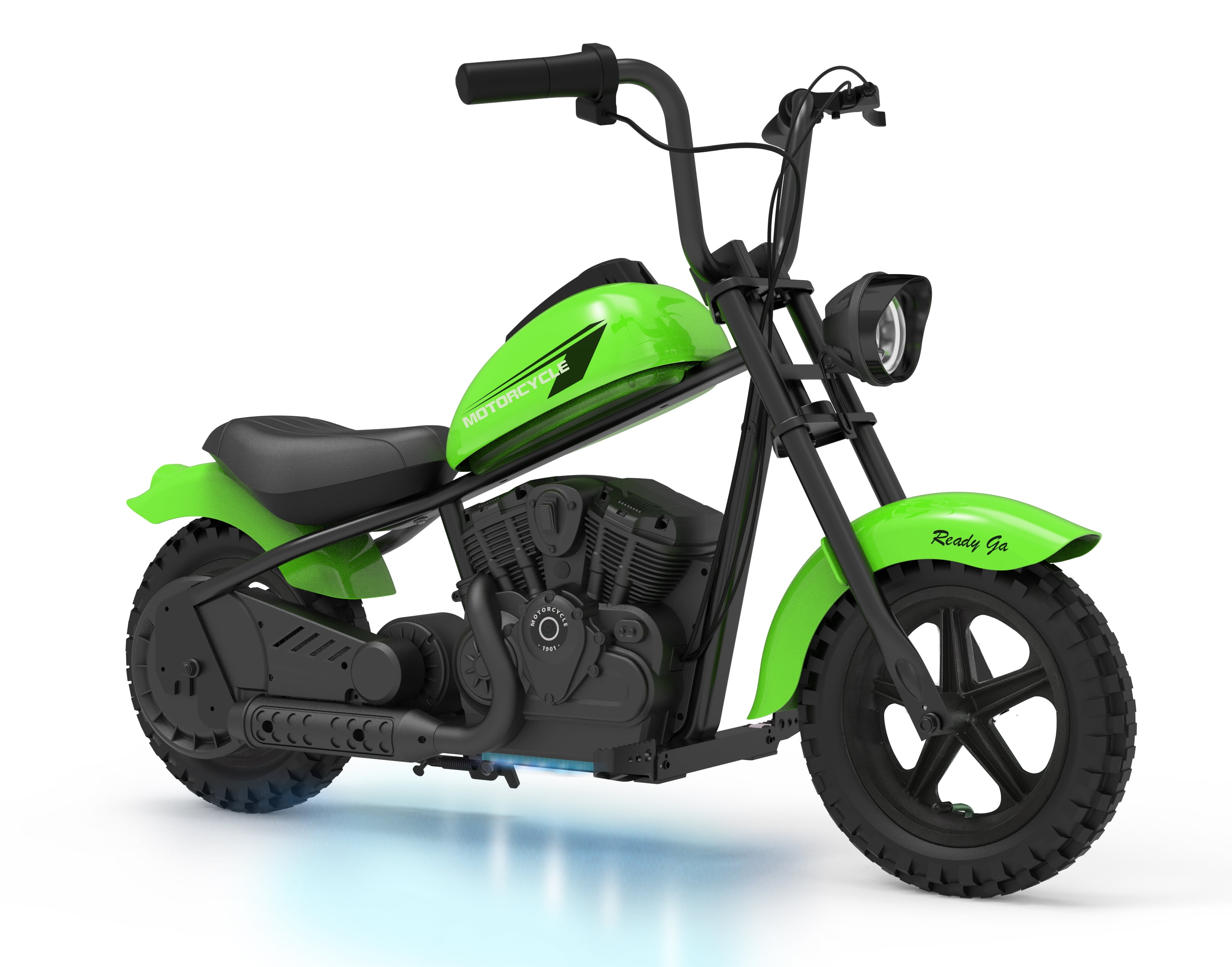 Rugerasy 24V Electric Motorcycle, 250W Electric Dirt Bike w/LED Light, Leather Seat- Two Speed Max Up to 14MPH & 60 Minutes Continuous Motorbike,Green