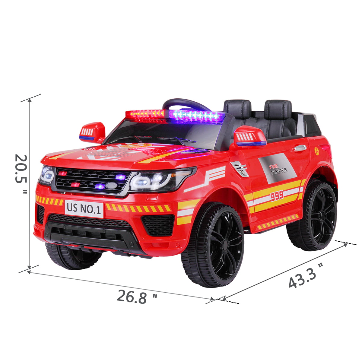 TOBBI 12V Kid Ride on Police Cop Car Battery Powered Electric Truck with Parental Remote Control Flashing Lights Music Bluetooth Red Spring Suspension Siren 
