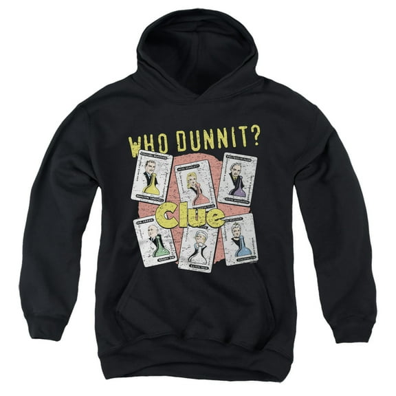 Clue Who Dunnit Youth Pullover Hoodie Sweatshirt Black