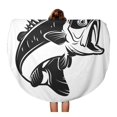 thumbnail image 1 of LADDKA 60 inch Round Beach Towel Blanket Black Bass Fish for Label Emblem Sign Brand Mark Travel Circle Circular Towels Mat Tapestry Beach Throw, 1 of 2