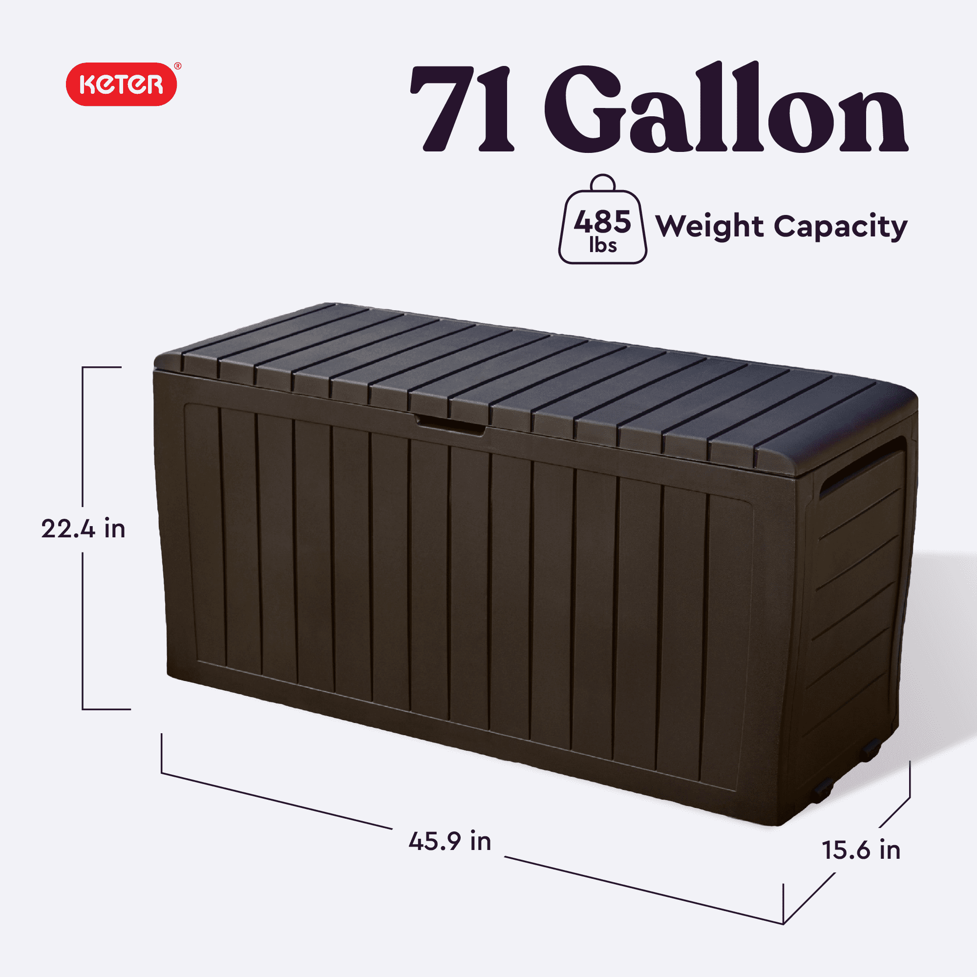 Keter Arden 71 Gallon Durable Resin Outdoor Deck Box Storage Organization, Brown