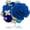 Blue, variant on Rose Flower Statement Ring, Adjustable Open Band, Gold‑Plated Bronze with Cubic Zirconia for Women,Red