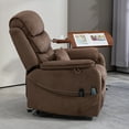 thumbnail image 4 of HSUNNS Power Lift Recliner Chair for Adults, Oversized Recliner with Massage and Heat, Electric Single Reclining Chair with Wireless Charging and Expandable Tabletop for Living Room, Brown, 4 of 11