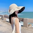 thumbnail image 4 of Yanyanz Sun Hats for Women, Womens Outdoor Casual Bow Decoration Big Head Design Sun Hat, Bucket Hats Beige One Size, 4 of 5