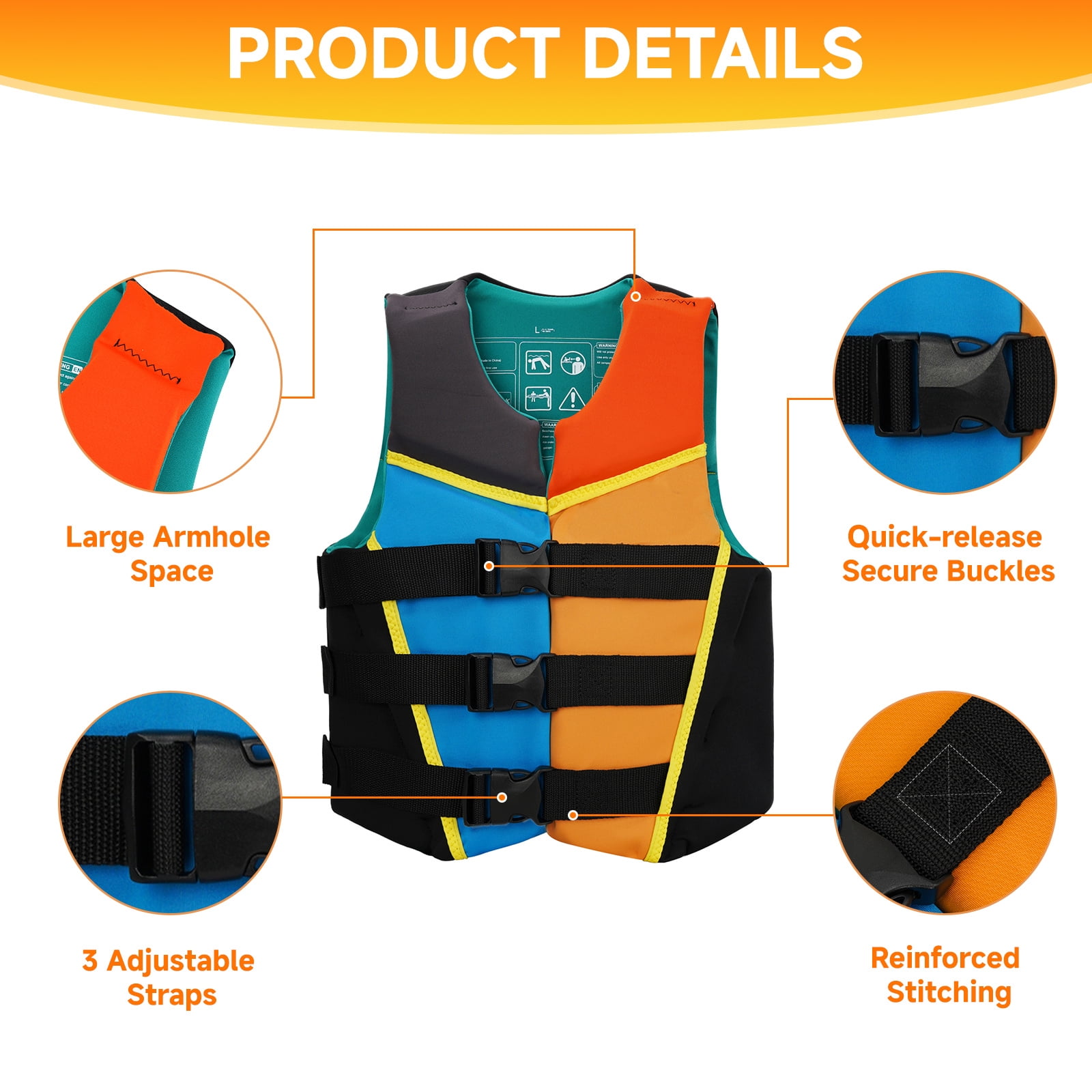 Kids Swim Vest Life Jacket Youth,Adjustable Flotation Buoyancy Swimsuit Trainer Vests,Swimming Aid Jacket for Boys Girls,Kayaking Fishing Sailing,Fit for 50-125 lbs