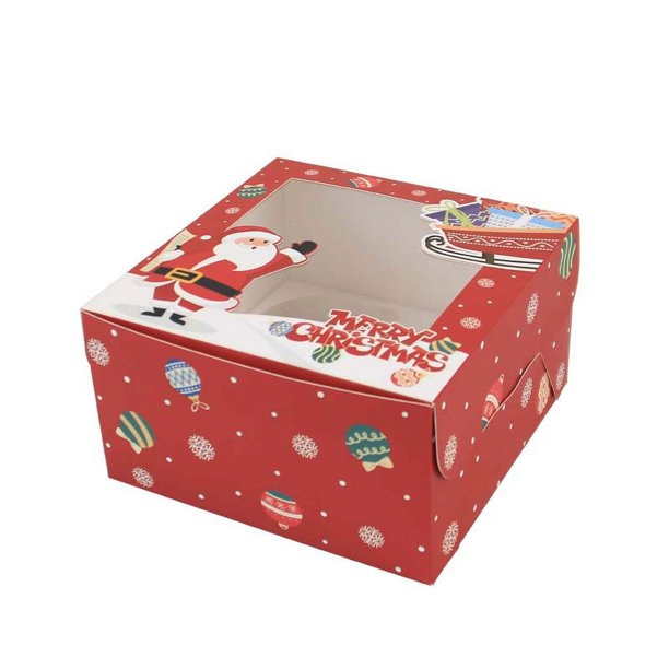 Decoración navideña, caja de regalo de Navidad de 12 agujeros, caja de papel, ventana limpia, bonito patrón, caja para cupcakes de Navidad