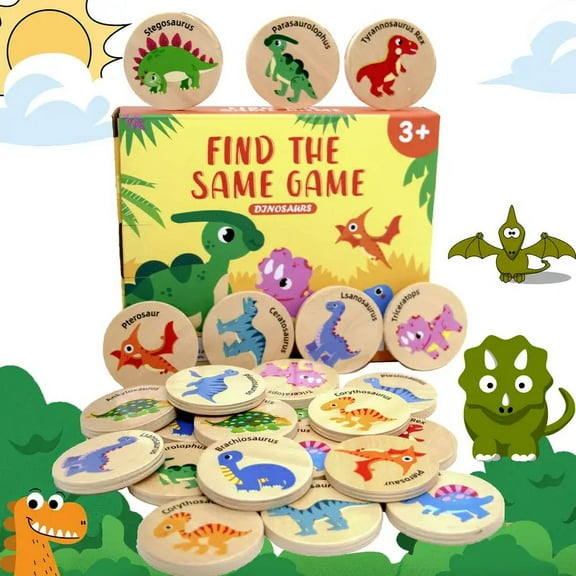 Kiddopark Educational Wooden Dinosaur Coins Board Game, 24 Pieces