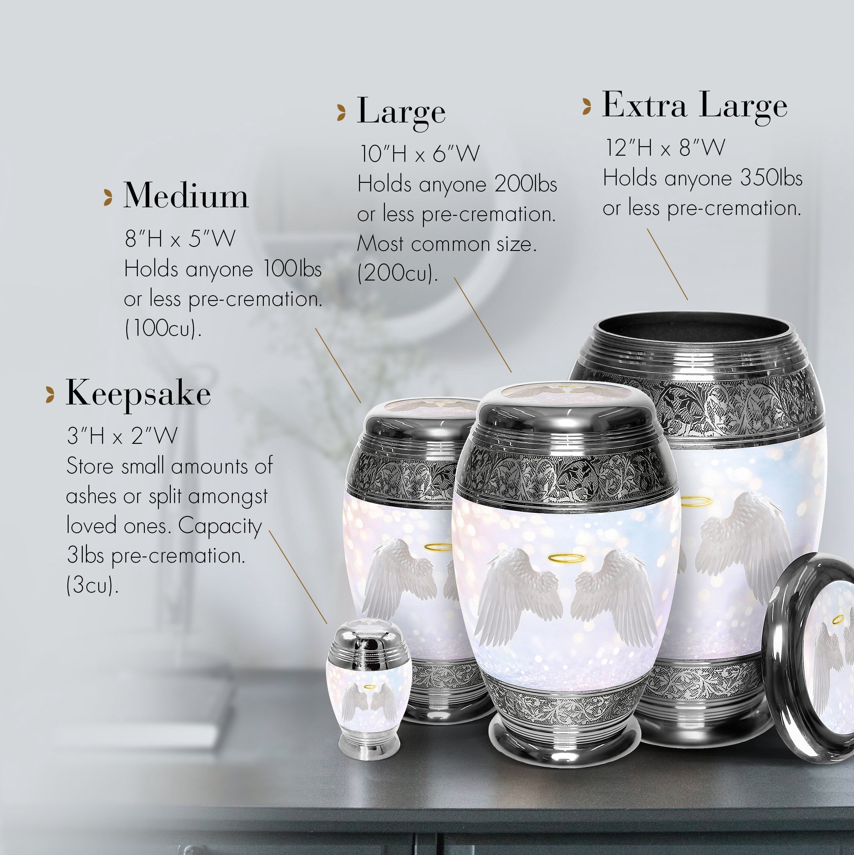Guardian Angel Urns for Cremation Ashes Large Urn XL or Small Keepsake Urns for Human Ashes & Urns for Human Ashes for Home or Burial Small Urns for Human Ashes