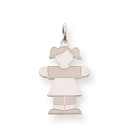 Sterling Silver Laser-cut Engravable Polished Kid Solid Charm Pendant