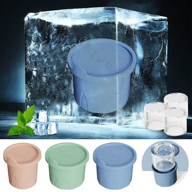 Xihbxyly Bandeja de Hielo de Fácil Liberación, Moldes Cilíndricos Grandes para Hielo, Diseño de Fusión Lenta, Tapa Hermética, Silicona de Grado Alimenticio, Reutilizable para Tazas de 590 Ml a 610 Ml