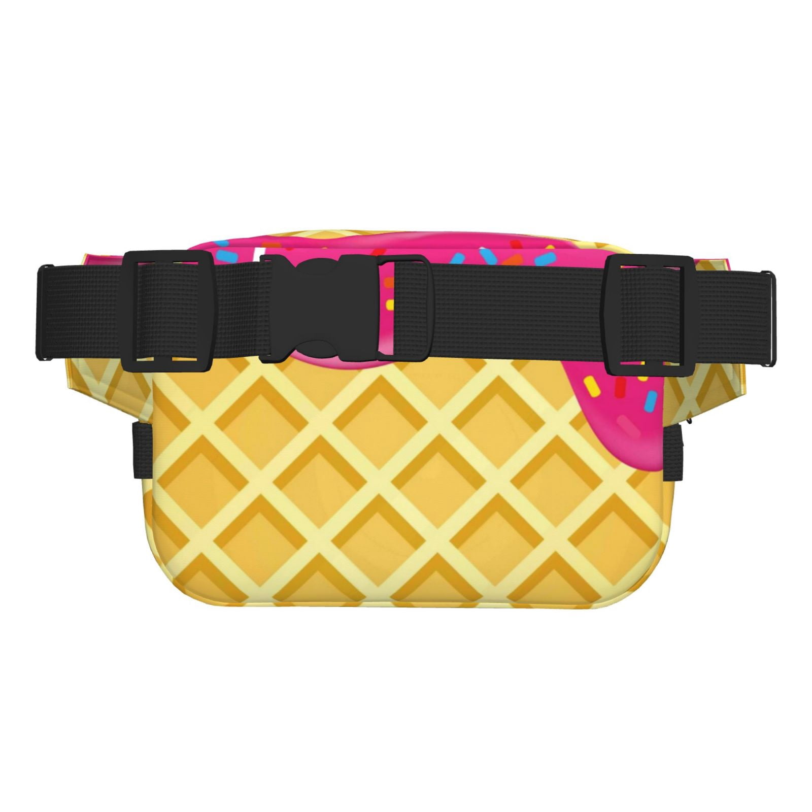 Rateoe Red Ice Cream Print Fanny Pack Belt Bag for Women and Men, Square Double-Layer Waterproof Waist Pack with Adjustable Strap for Hiking, Jogging, Cycling