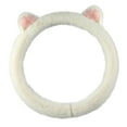 thumbnail image 4 of Bonita funda para volante de coche de peluche de gato, color blanco, elegante, práctica y fácil de montar. 36cm, 4 of 9