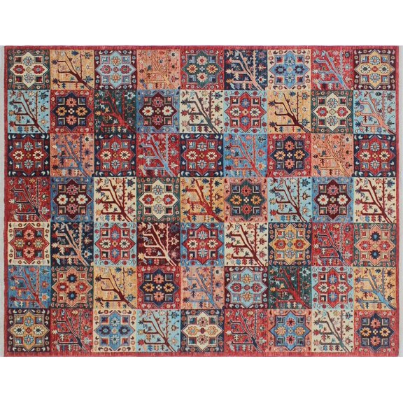 Khurgeen Gamze Rust/Blue Rug, 8'1" x 9'11"