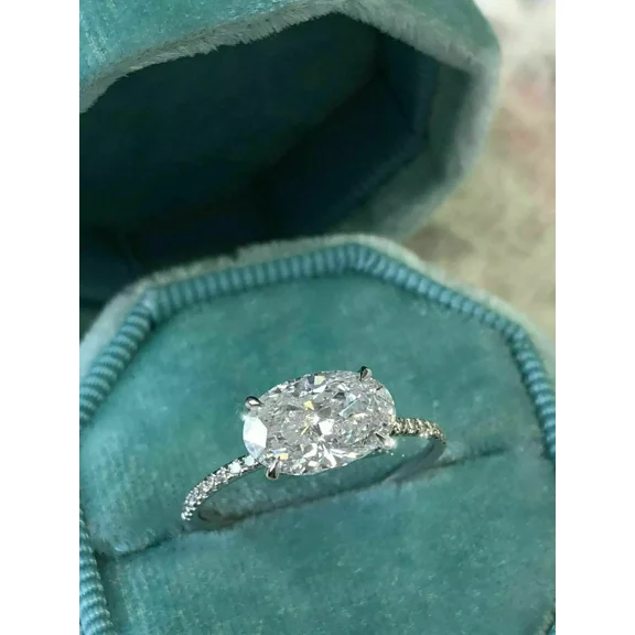 2.50Ct Engagement Ring Oval Cut Lab Created Diamond in 14K White Gold Plated