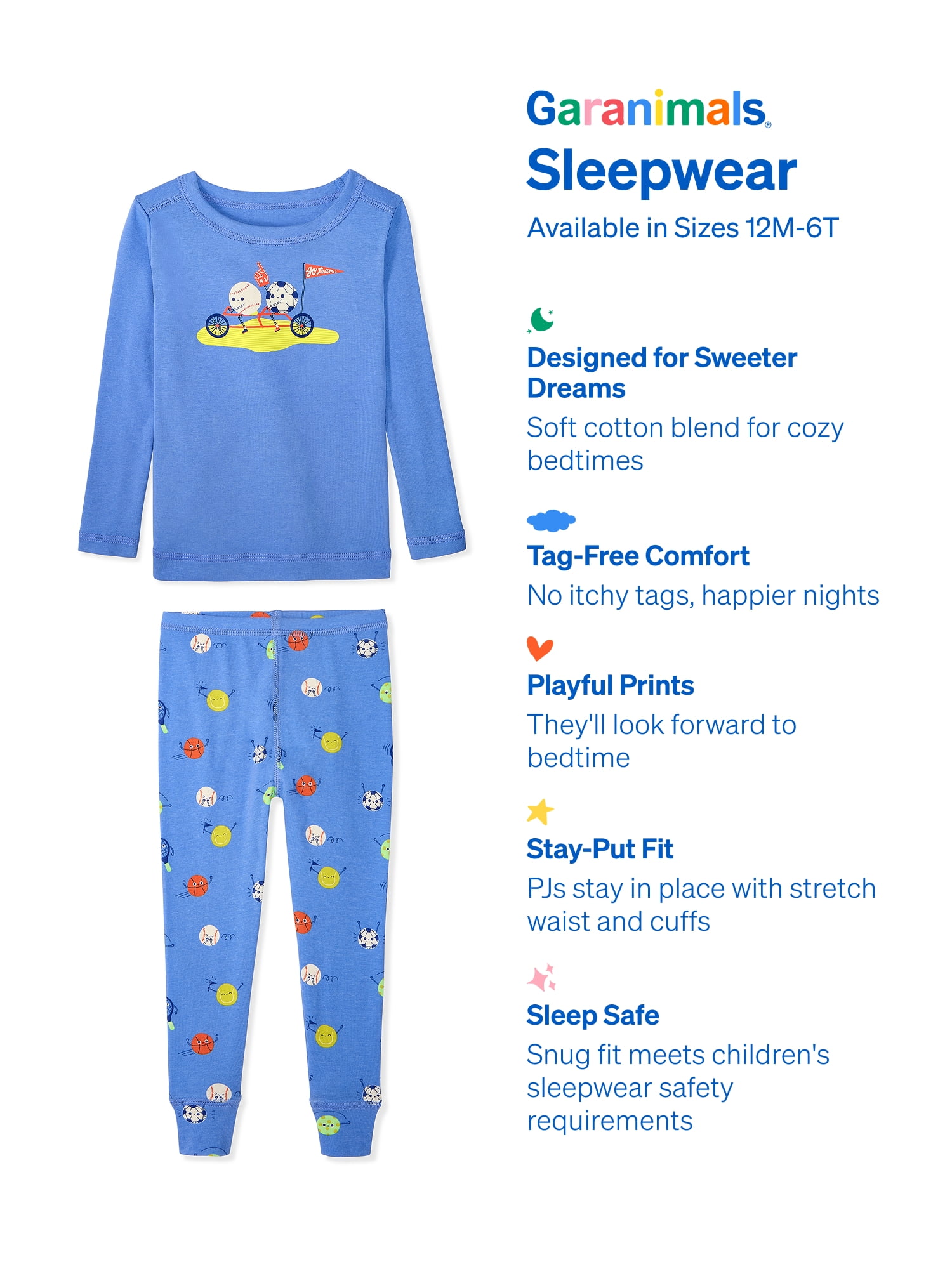 Garanimals Baby & Toddler Pajama Sets, 2-Piece & 6-Piece, Sizes 12M–6T