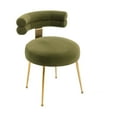 thumbnail image 4 of Velvet Accent Chair, Modern Upholstered Accent Lounge Arm Chair with Curved Backrest and Golden Metal Legs, Comfy Armless Single Sofa Chair Leisure Chair, Elegant Dining Chairs for Living Room, Olive, 4 of 7