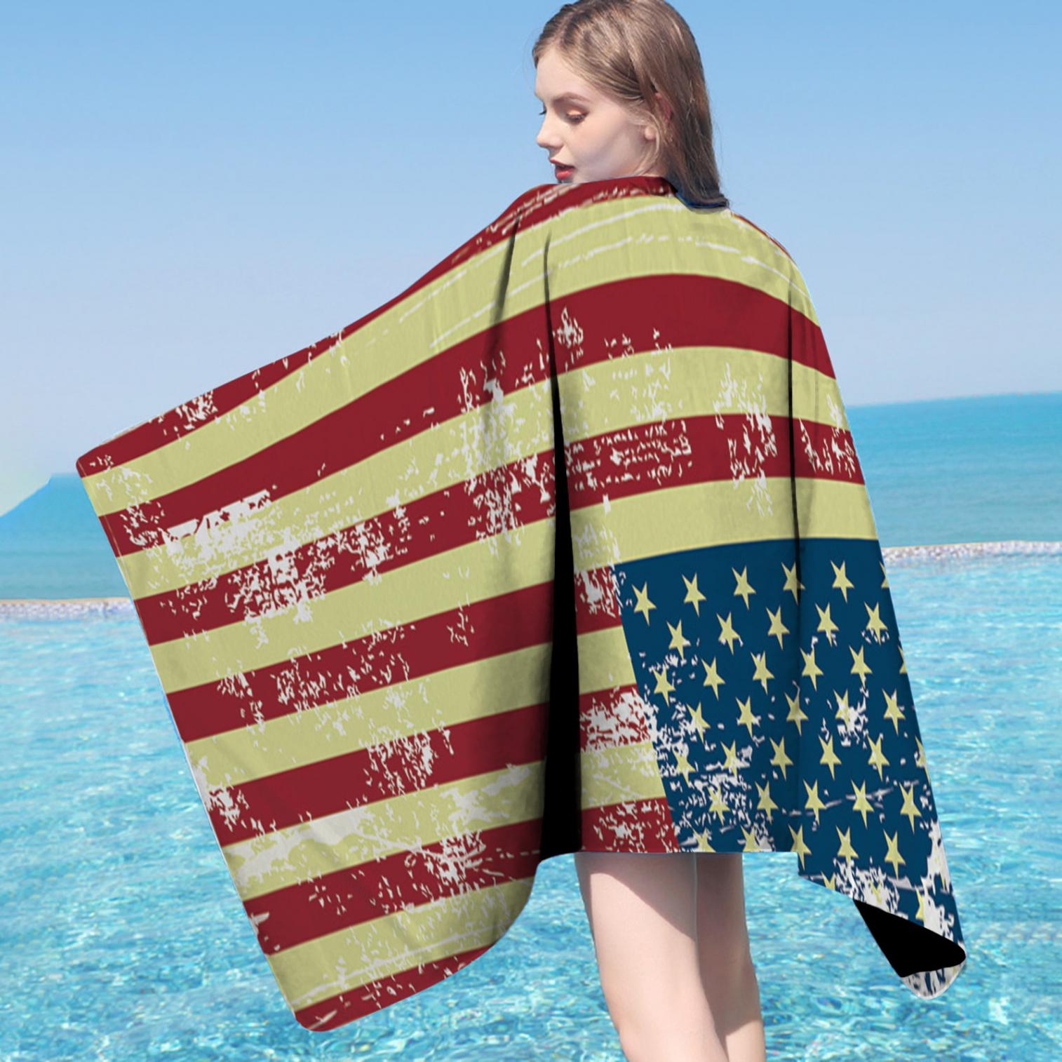 Danhjin Beach Towel, 4th of July American Flag Beach Towel Oversized USA Beach Towels