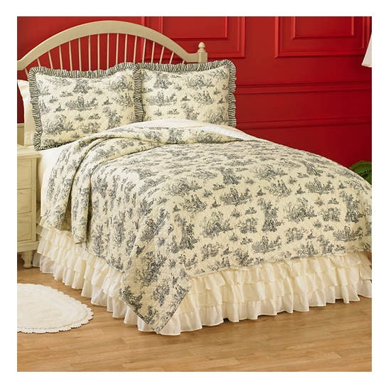 Black And Cream Toile Queen Bedding - Hanaposy