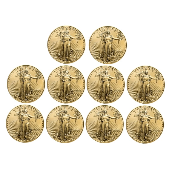 2026 1 oz American Gold Eagle Coin BU - 10 Coins