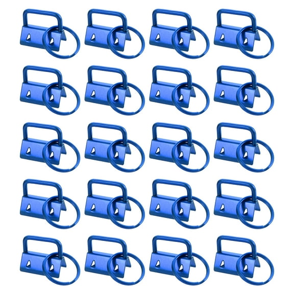 20Pack 25mm/ 1-inch Key Fob Hardware with Keychain Ring for Bag Webbing Wristlets, Blue