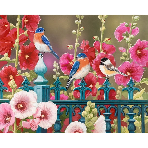 Valla pájaros flores pintura al óleo por números Kit DIY pintura acrílica sobre lienzo Sywqhk Decoración hogareña