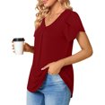 thumbnail image 3 of LVCBL Womens Petal Sleeve Tops Plus Size Short Sleeve V Neck Shirts Summer Casual Loose Fit Blouses L-4XL, 3 of 6
