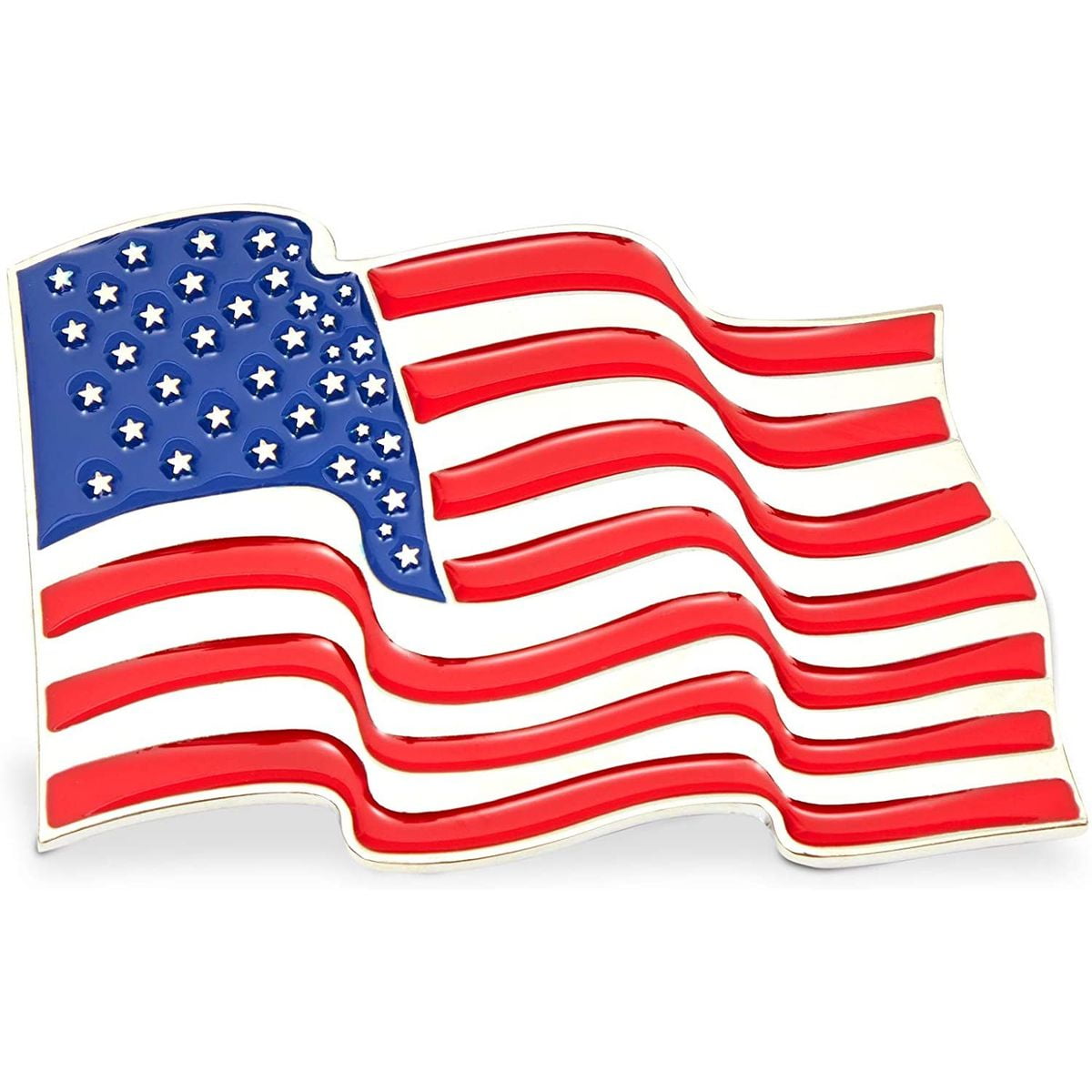 Patriotic American USA Flag Silver Vintage Finish Metal Belt Buckle 