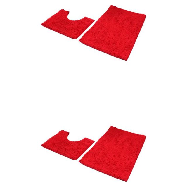 Maytalsory 1/2/3 Anti-slid Floor Mat Chenille Rug Carpet - Soft Texture For Bathroom And Bedroom Red 50*80+50*50 2PCS