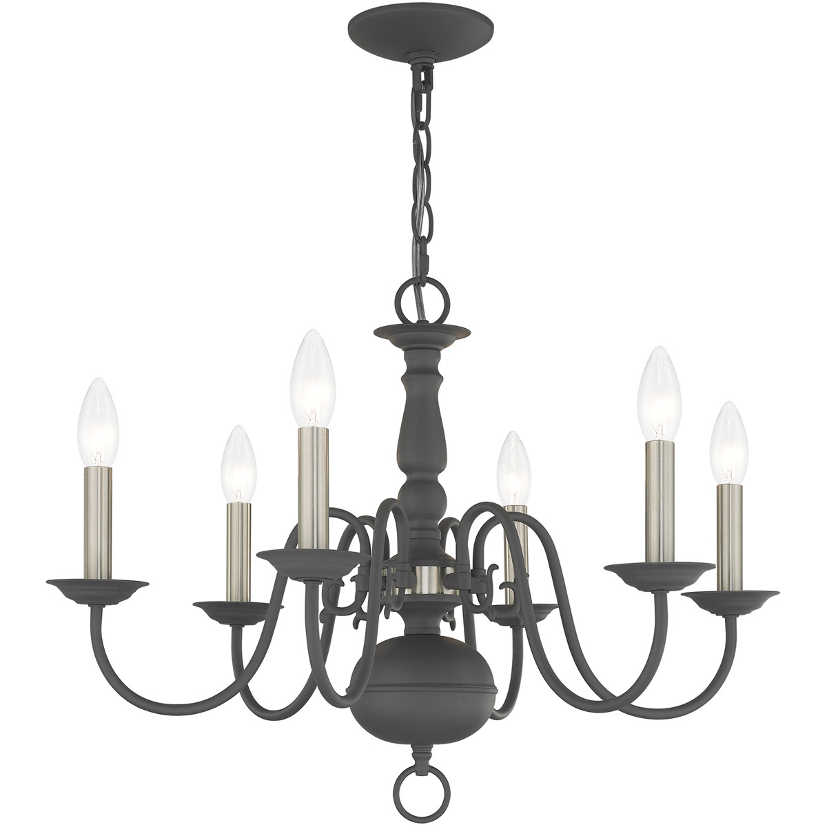 6 Light Scandinavian Gray Chandelier with Steel base material