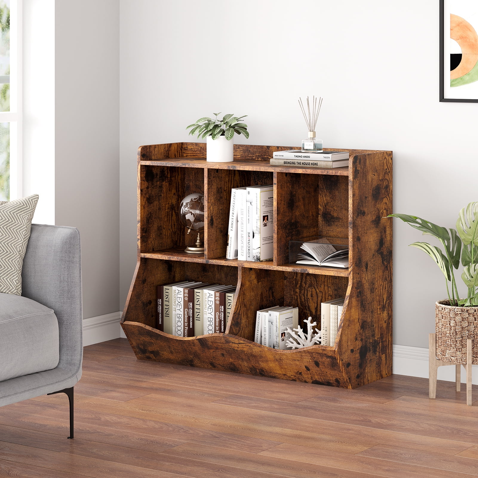 WhizMax Kid's Cubby Toy Storage Wood Toy Organizer of 5 Bins