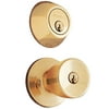 Brinks Keyed Entry Door Knob and Deadbolt Lock, Polished Brass