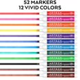 thumbnail image 2 of Arteza Marcadores de borrado en seco, paquete a granel de 52 puntas de cincel, 12 colores surtidos con tinta de bajo olor, bolígrafos para pizarra blanca, suministros de oficina para el regreso a la e, 2 of 5
