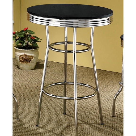 Black and Chrome Round Bar Table for Social Gatherings - Add Fun to Dining