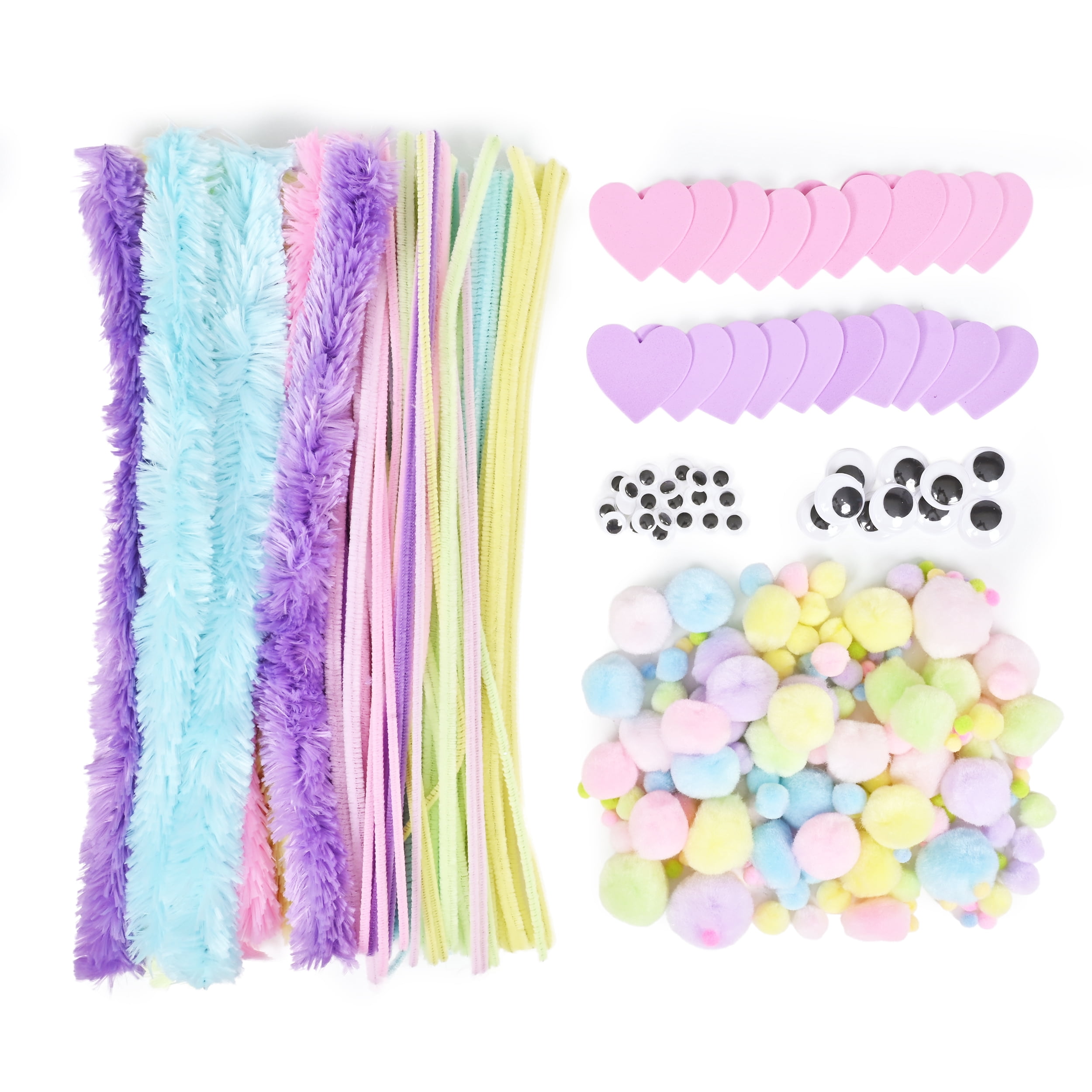 Hello Hobby Craft Variety Kit, 260 Pieces, Pastel Craft Supplies for Kids