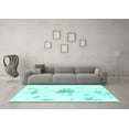 thumbnail image 3 of Ahgly Company Machine Washable Indoor Rectangle Abstract Turquoise Blue Modern Area Rugs, 6' x 9', 3 of 4