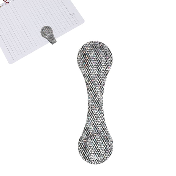 Marcador Magnético de Cuero Clip de Libro de Doble Cara Regalo para Amantes de los Libros (Plateado con Lentejuelas)