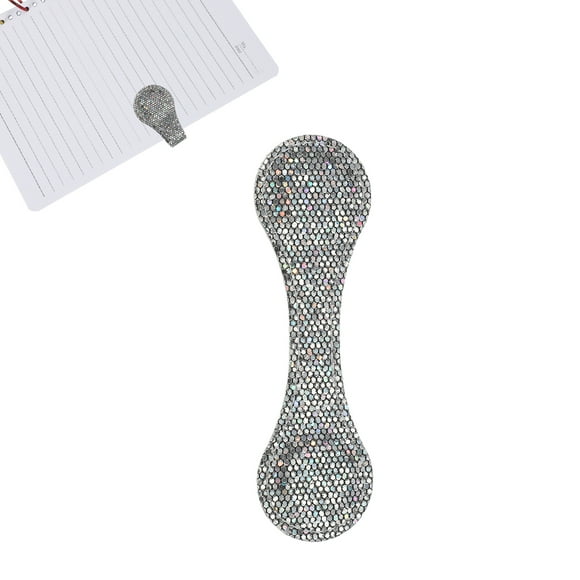 Marcador Magnético de Cuero Clip de Libro de Doble Cara Regalo para Amantes de los Libros (Plateado con Lentejuelas)