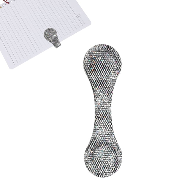 Marcador Magnético de Cuero Clip de Libro de Doble Cara Regalo para Amantes de los Libros (Plateado con Lentejuelas)