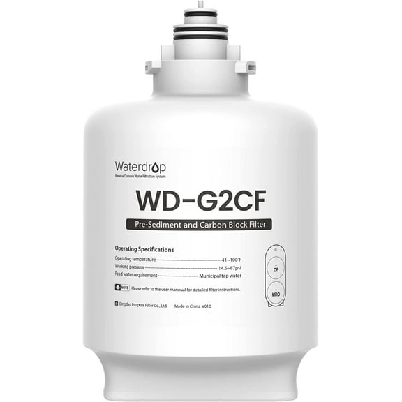 Waterdrop WD-G2CF 2-in-1 Replacement Water Filter for Waterdrop WD-G2-B, WD-G2-W, WD-G2P600-W