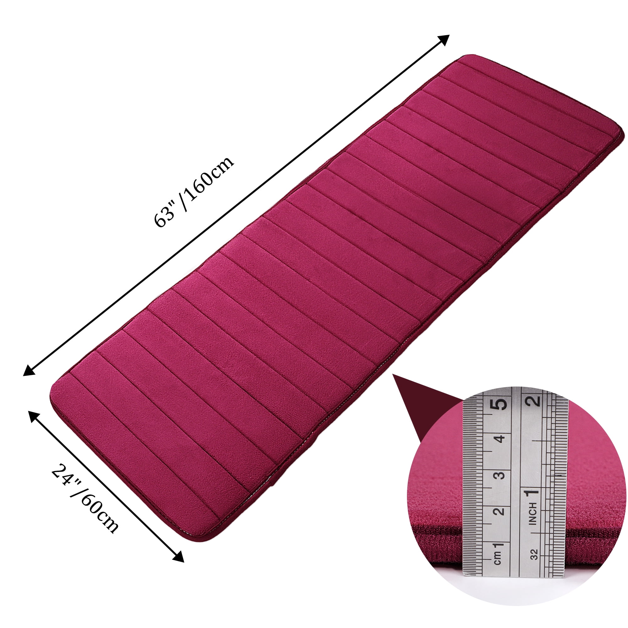 Unique Bargains Anti-slip Memory Foam Bath Floor Mat Area Runner Rug Burgundy 24"x63"
