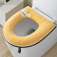 thumbnail image 6 of Kumdkd Yellow Thickened Toilet Seat Cover with Handle, Winter Warm Waterproof Toilet Seat, Removable Soft Fabric Toilet Lid Cover for Cold Weather, Universal Fit for Most Toilets, Easy Clean, 6 of 6