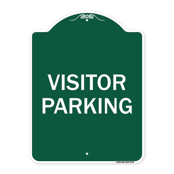 SignMission Designer Series Sign - Visitor Parking | Green & White 18" x 24" Heavy-Gauge Aluminum Architectural Sign | Protect Your Business & Municipality | Made in the USA