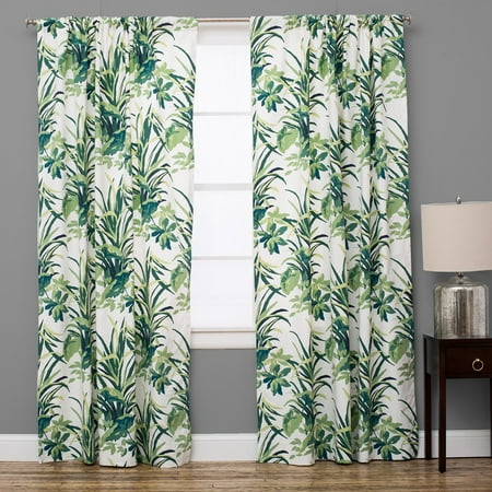 Bermuda Collection - The Pillow Collection Bermuda Cotton Palm Leaf Green Curtain Panel