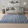 thumbnail image 2 of HomeRoots 676280 5 x 8 ft. Navy Blue & Ivory Geometric Transitional Washable Machine Made Rectangle Area Rug with UV Protection, 2 of 9