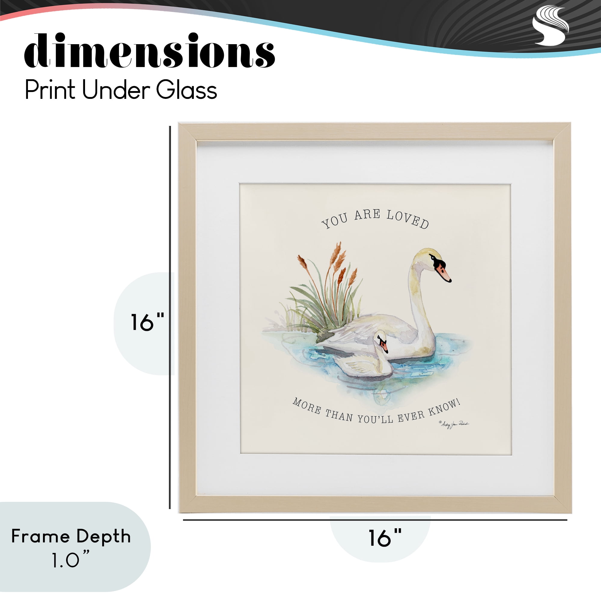 Stupell Industries More Than You Know Swans Birch Framed Print Under Glass, design by Audrey Jeanne Roberts
