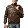 thumbnail image 4 of FLAVOR Men Biker retro Brown Leather Motorcycle Jacket Genuine Leather jacket (3X-Large, Brown), 4 of 5