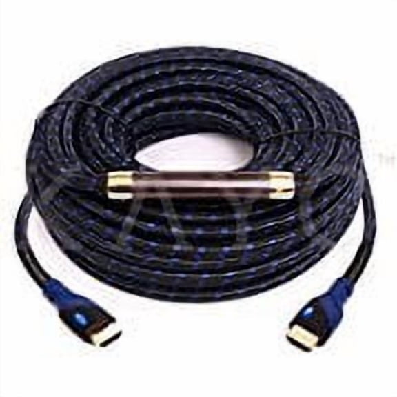 KAYO ESSENTIALS Hi_Speed HDMI2.0 Cable 75 FT with SIGNAL BOOSTER USB Charger Cable Tie_ BLUE BLACK Sleeve