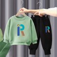 thumbnail image 2 of Gibobby Toddler Boy Clothes Boy Fall Winter Outfit School Casual Long Sleeve Letter Sweatshirt Plaid Jogger Pants Set 2T 3T 4T 5T 6T 7T 8T 9T Little Boys Winter Outfits Clothes(7-8 Years,Green), 2 of 6